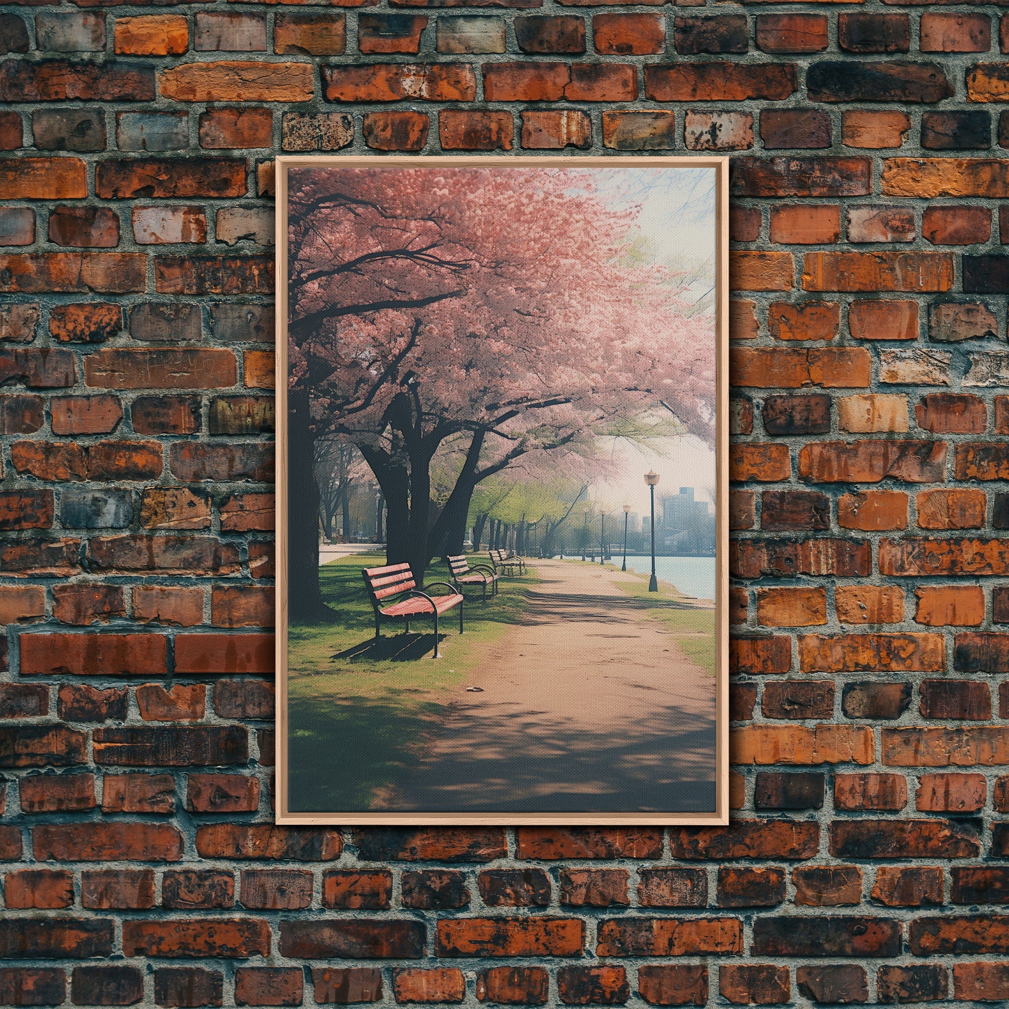Nature Wall Art, Park Wall Print, Cherry Blossoms, Canvas Print, Wall Hanging, Portrait Art, Bookshelf Decor, Appreciation Gift, Office Art