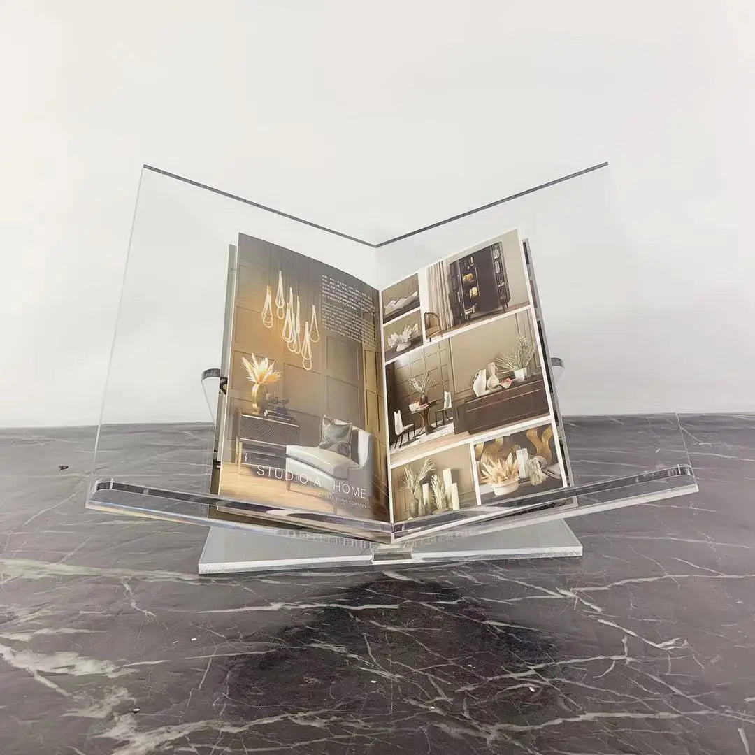 GobekUsa Acrylic Geometric Bookshelf Magazine Rack Desktop Organizer Home Decor Storage