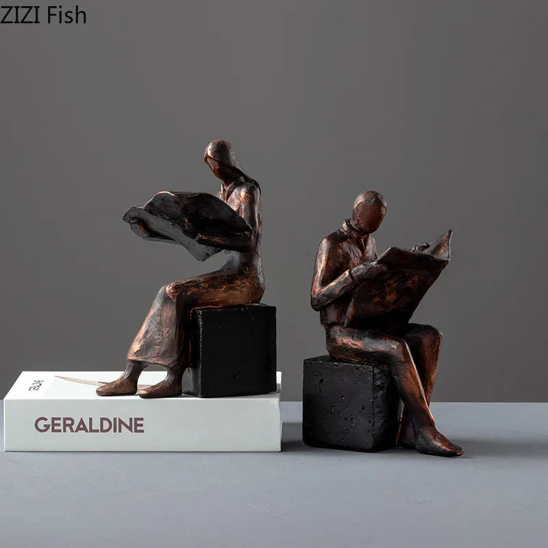 GobekUsa Abstract Figure Sculpture Bookend Resin Statue Desk Decoration Bookshelf Statuette