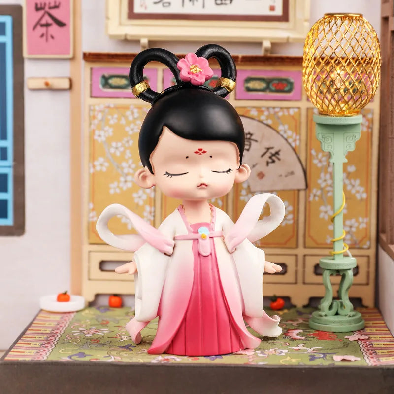 GobekUsa Chinese Hanfu Court Princess Resin Statue Ornament for Bookshelf Decor
