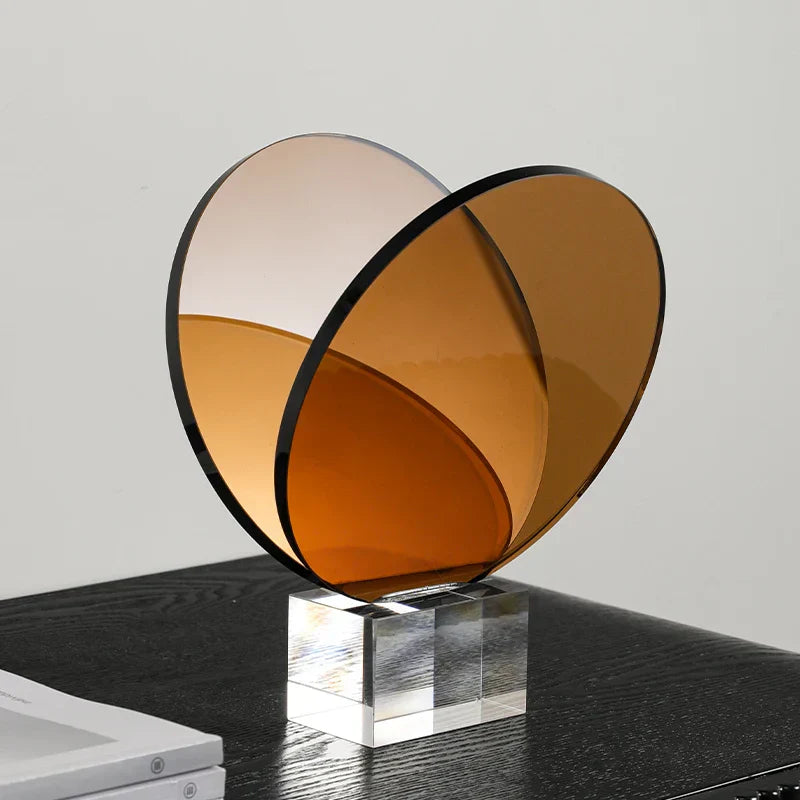 GobekUsa Acrylic Crystal Bookshelf Magazine Rack Geometric Circular Ornaments Amber Figurines