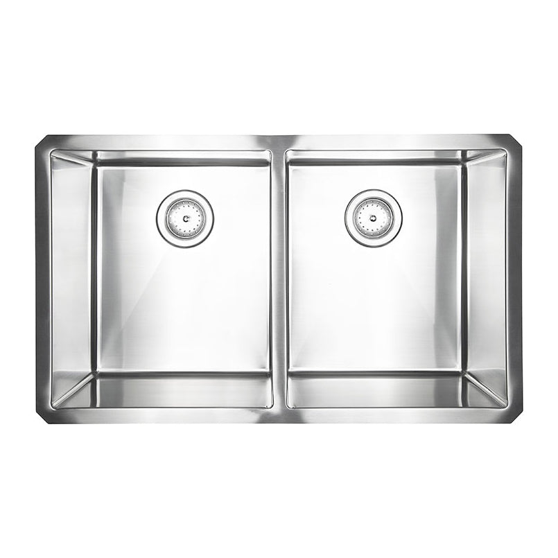 MSI Double Bowl Satin Brushed Stainless Steel Sink (L)32" (W)19" (H)10"