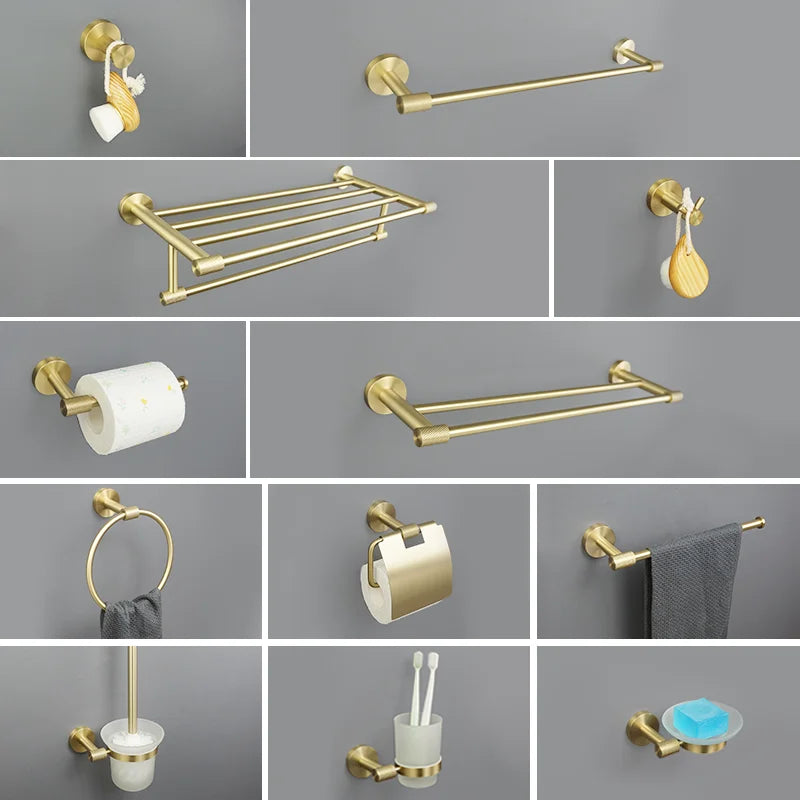 GobekUsa Gold Hardware Set: Towel Bar, Toilet Paper Holder, Robe Hook, Cup Hanger