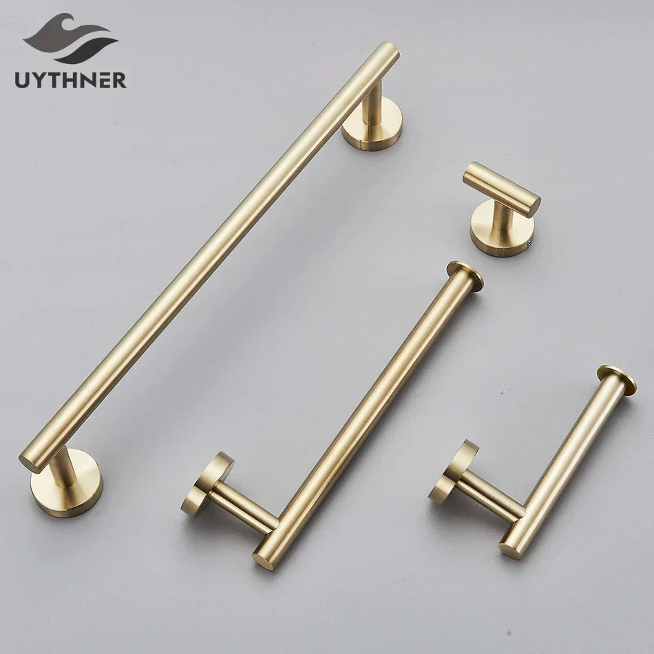 GobekUsa Bathroom Hardware Set Shelf Paper Holder Hook Towel Rack Ring Bath Accessories
