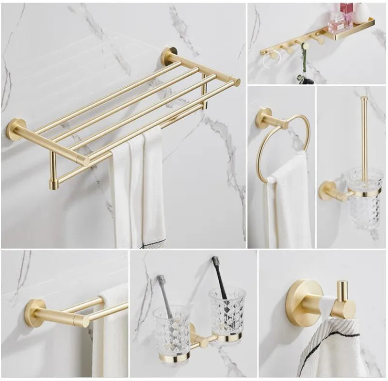 GobekUsa Brushed Gold Bathroom Hardware Set for Bath Accessories and Organization.