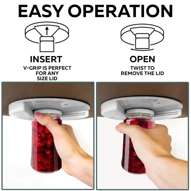 GobekUsa Easy Twist Can Opener with Self-Adhesive Mount | Fast Jar & Bottle Lid Remover