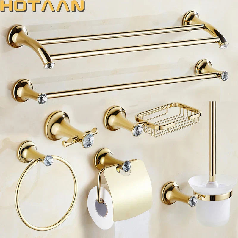GobekUsa Gold Bathroom Hardware Set: Towel Rack, Toilet Paper Holder, Towel Bar, Hook