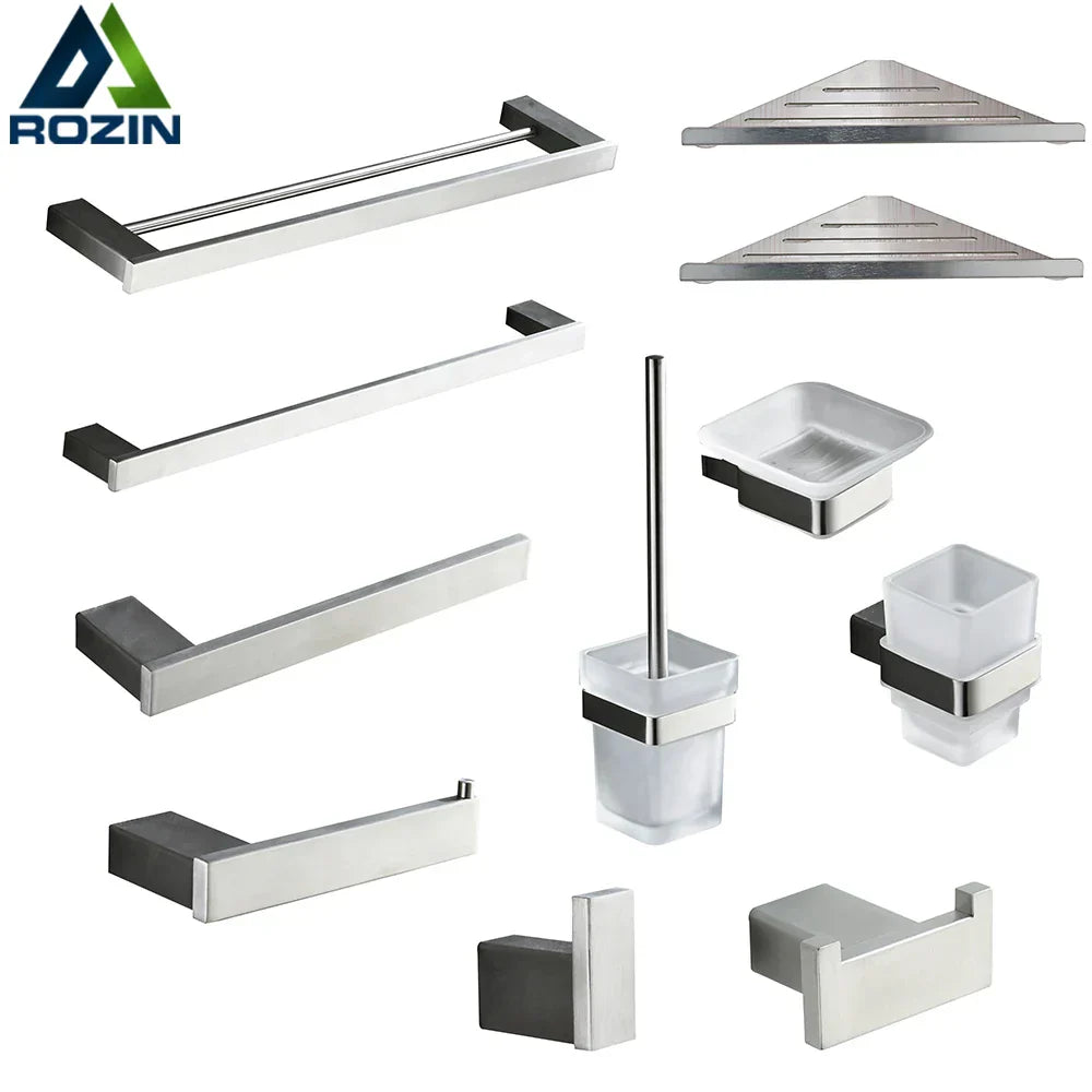 GobekUsa Brushed Nickel Stainless Steel Bathroom Hardware Set - 4-Piece Accessory Kit