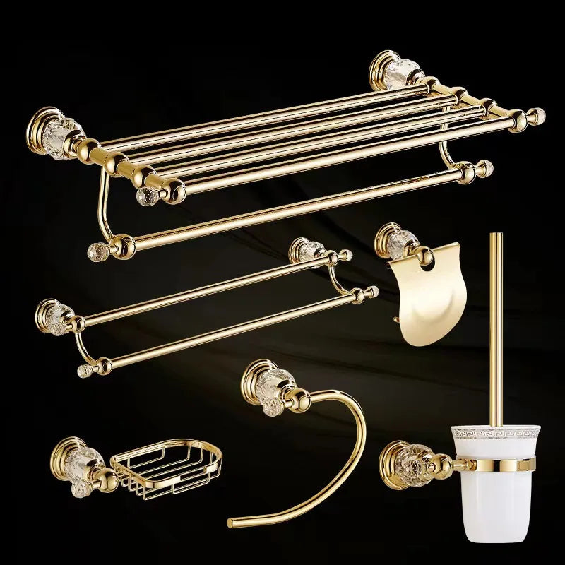GobekUsa Crystal Bathroom Towel Rack: European Style Hardware Bath Organizer