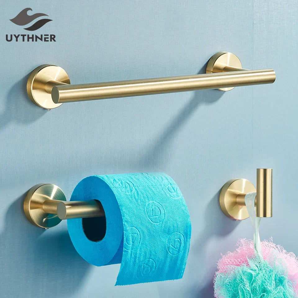 GobekUsa Bathroom Hardware Set: Towel Bar, Robe Hook, Rack, Shelf, Tissue Holder, Hook