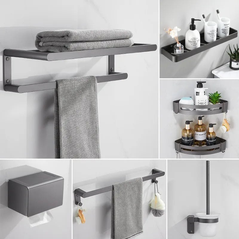 GobekUsa Bathroom Hardware Set: Towel Rack, Shelf, Paper Holder, Towel Holder, Toilet Brush Holder