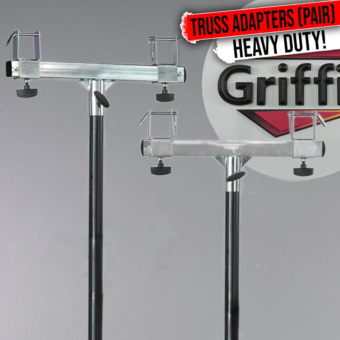 GRIFFIN T Bar Adapters for Lighting Truss Stands (2)| Triangle or Square Trussing Bracket Mounts for Light Cans & DJ Booth Kit | Pro-Audio Effects Stage Hardware Holder | Music Equipment Gear Platform