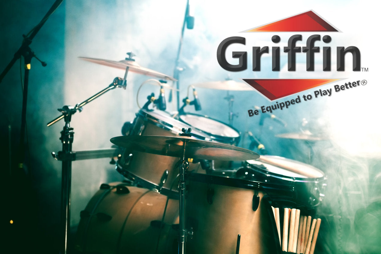 Drum Throne Stand by GRIFFIN - Padded Drummer’s Seat - Drum Set Percussion Chair for Adults - Musicians Guitar Stool Double Braced Hardware
