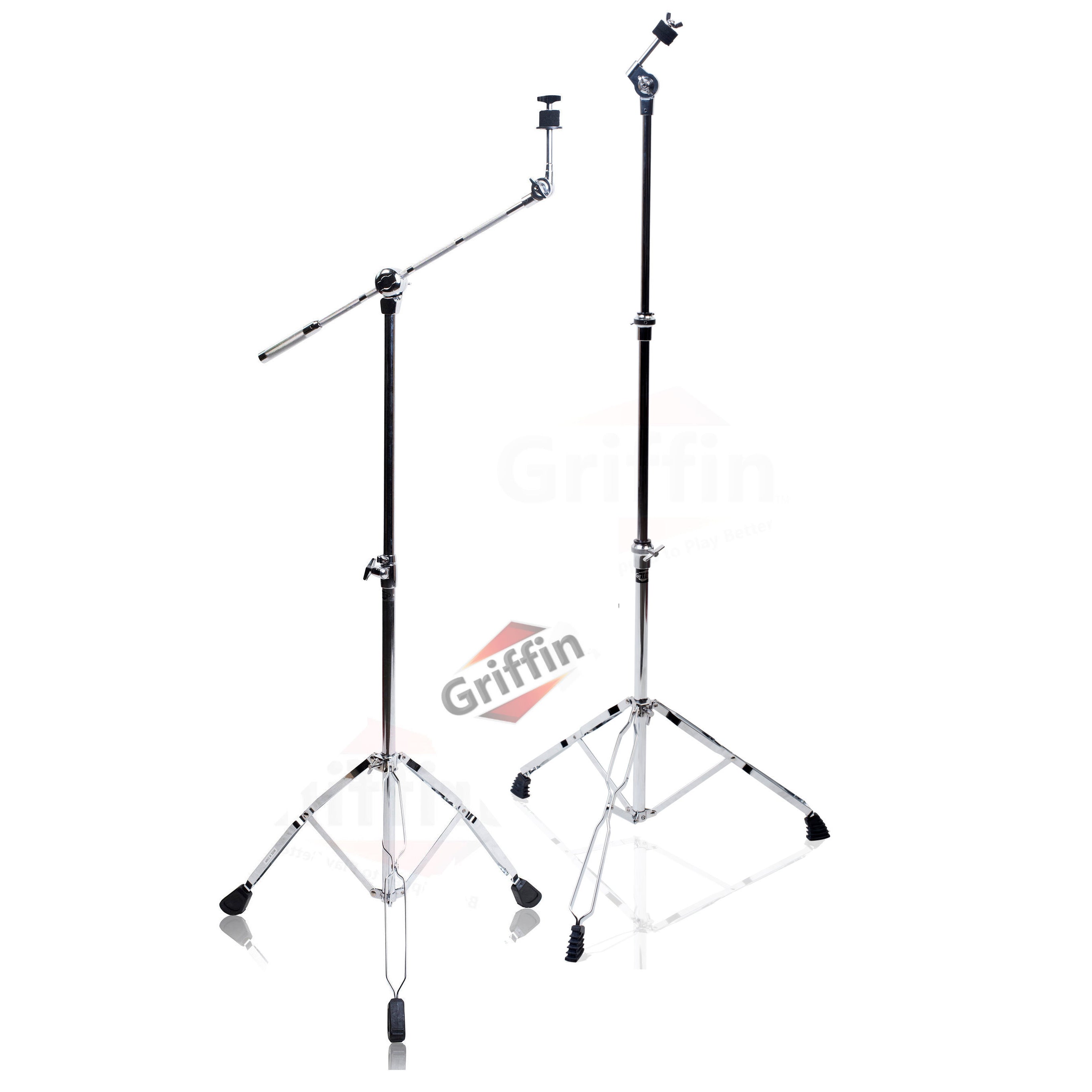 Cymbal Boom Stand & Straight Cymbal Stand Combo (Pack of 2) by GRIFFIN - Percussion Drum Hardware Set for Mounting & Holding Crash, Ride, Splash