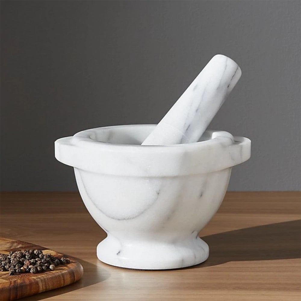 Bianco Carrara White Marble Mortar/Pestle Polished