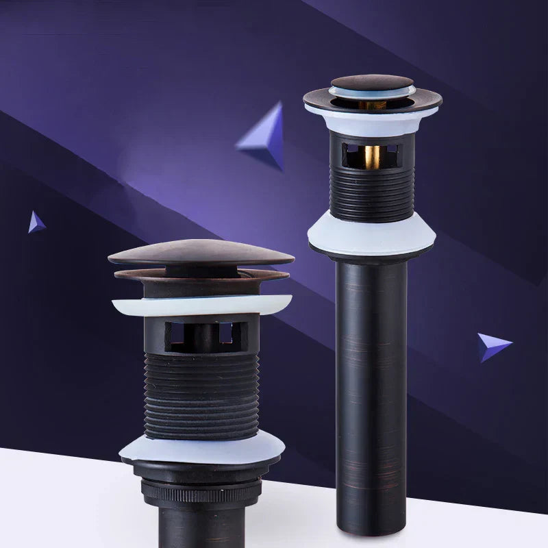 GobekUsa Brass Black Pop Up Drain Stopper with Overflow for Vessel Sink