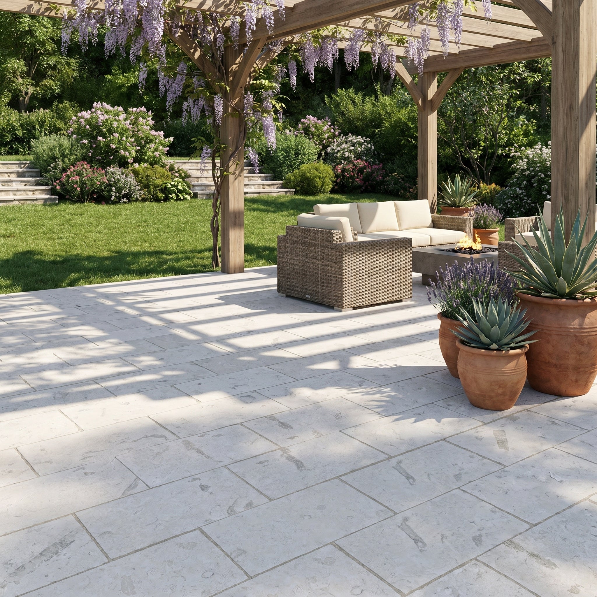 Shell Stone White Tumbled Pavers 18"x36"x1 1/4"
