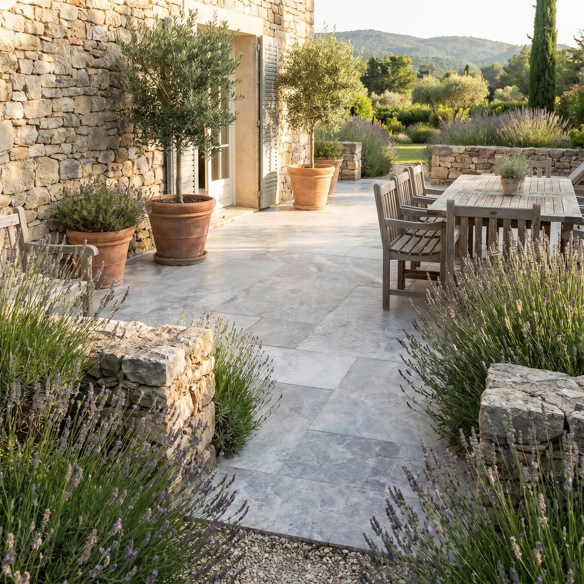 Talya Gray Marble Leathered Pavers