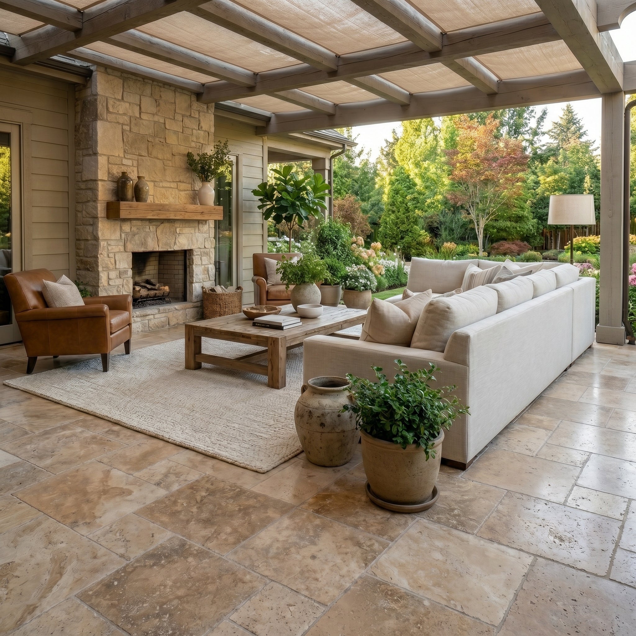 Mina Rustic Travertine Tumbled Pavers