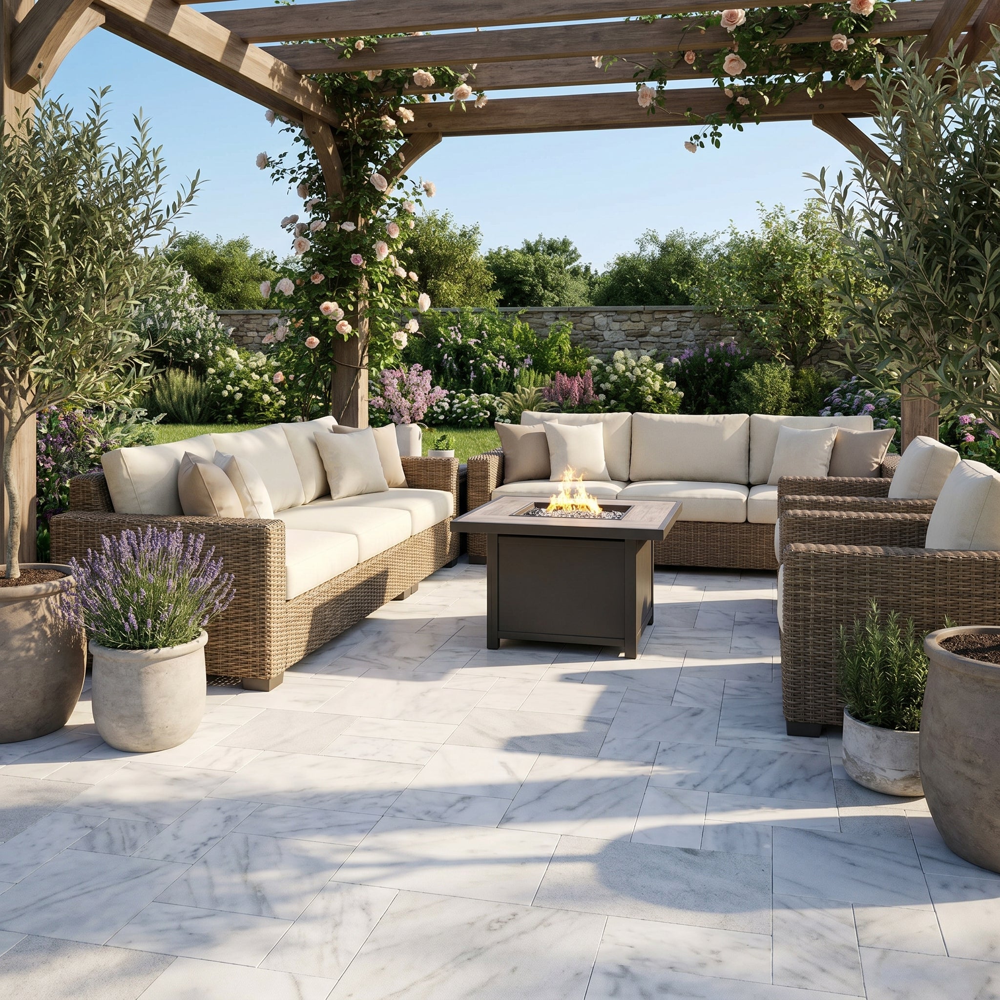 Turkish Carrara White Marble Leathered Pavers